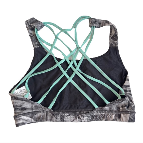 Unbranded Grey Printed Criss Cross Back Sports Bra 1320 - Picture 7 of 7